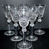 Series of 6 wine glasses in diamond cut crystal Lemberg or Saint-Louis 18cm