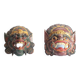 Two polychrome painted and gold leaf gilded Barong dance masks from Bali, Indonesia.