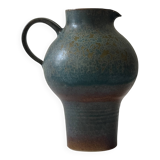 Brownish blue ceramic vase signed AH, France 1950.