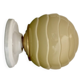Applique globe vintage art déco en opaline jaune pâle