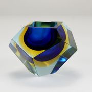 Faceted diamond caviar bowl Mandruzzato Sommerso, Murano glass, Italy, 1960s