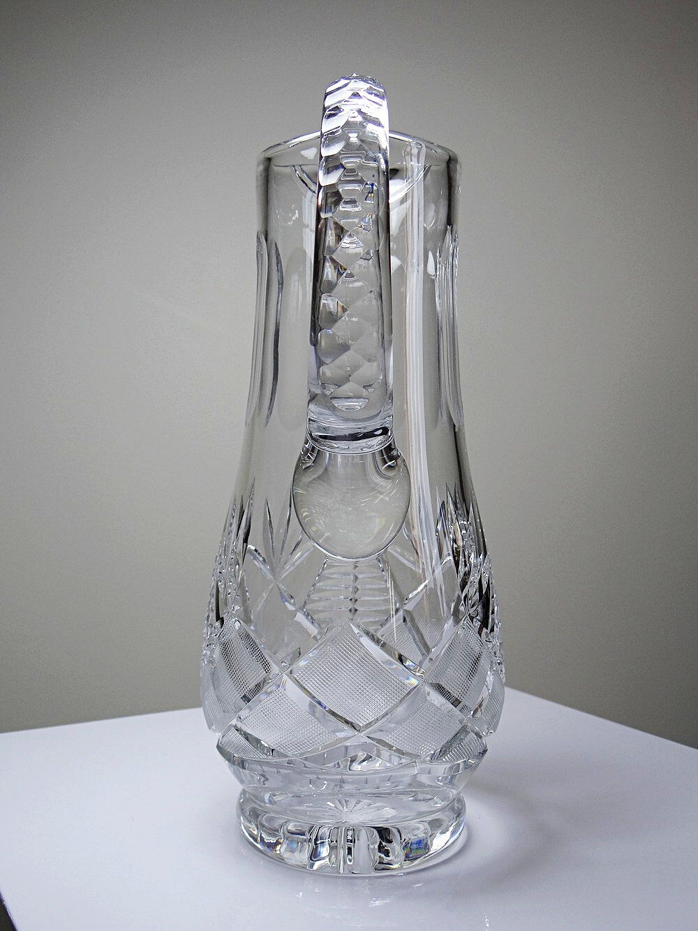 Large cut crystal water pitcher, European crystal makers 20th century