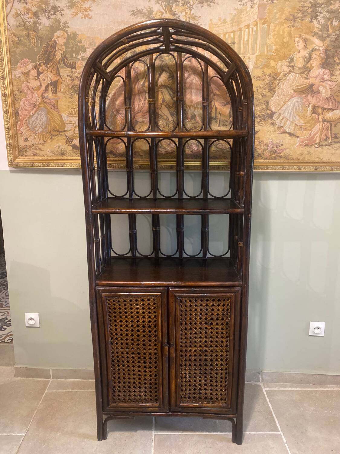 Étagère en rotin vintage