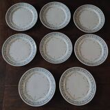 Set of eight flat plates, ironstone, Géon Rouard, Lille decoration, years.
