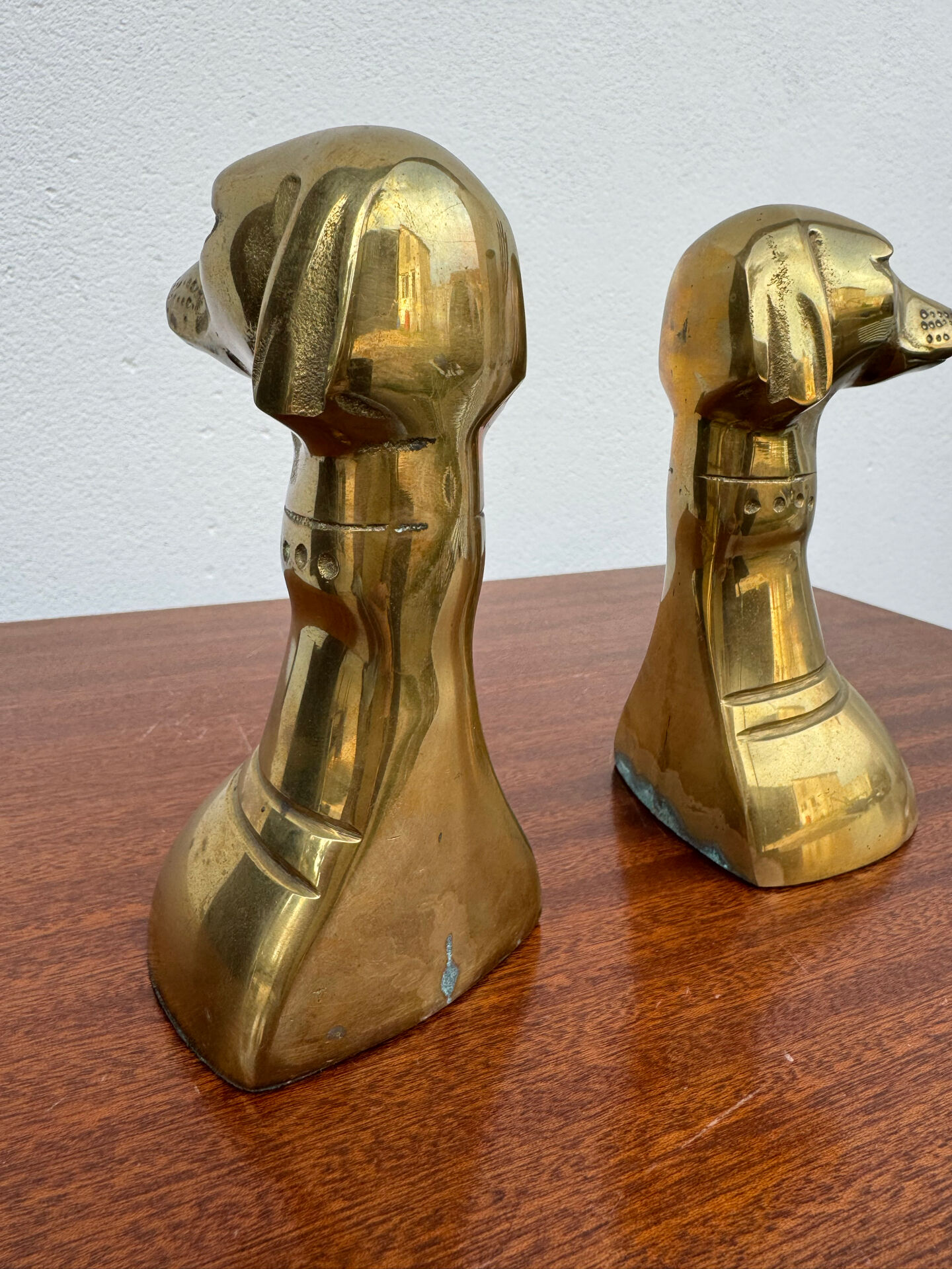 Dog bookends, solid brass, 1970s.