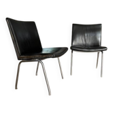 2 fauteuils cuir Airport de Hans Wegner - Danemark années 80