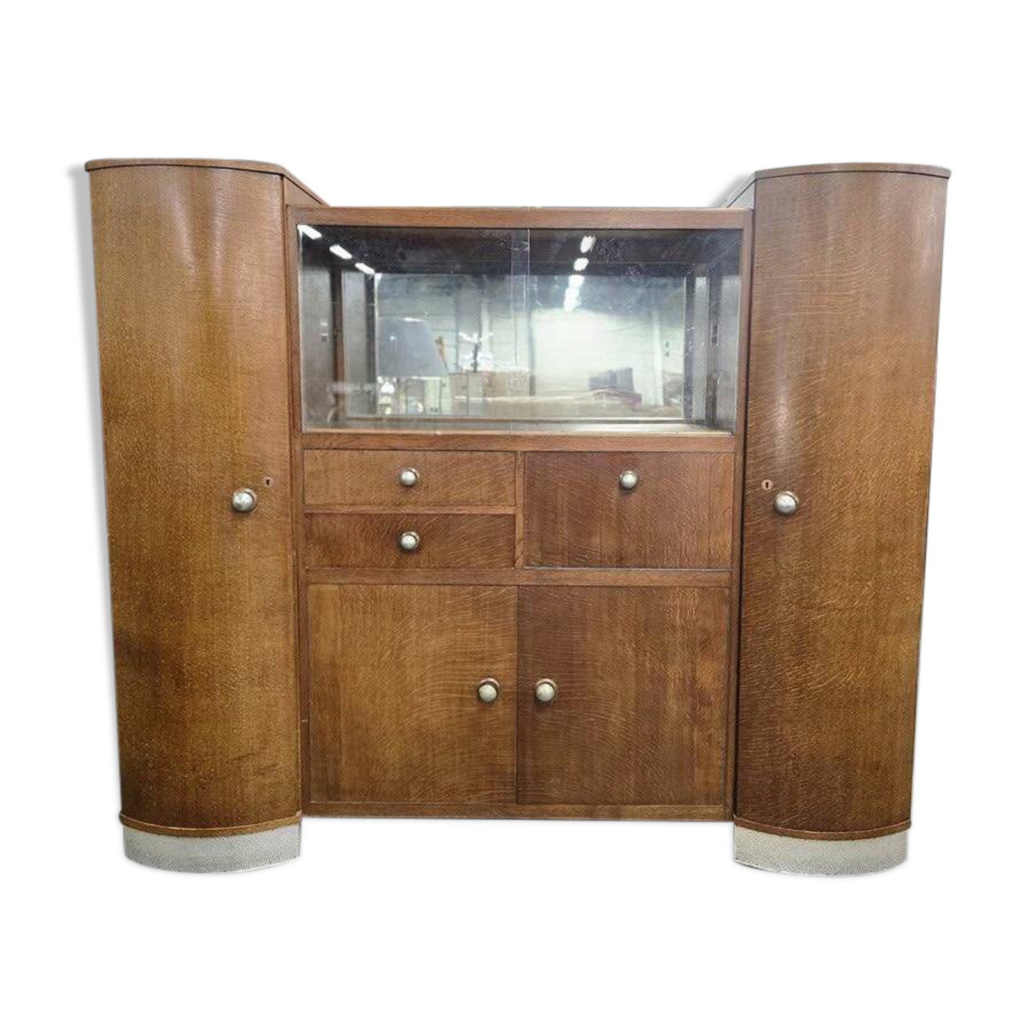 vintage XL art déco grande armoire en bois / bar / vitrine