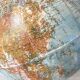 Old terrestrial globe with wooden base H46 cm