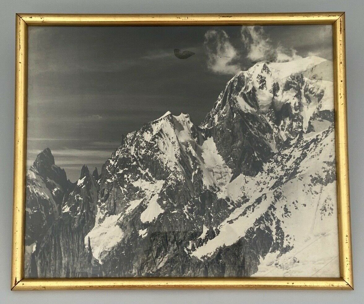 Old artistic photo in black and white Mountain Golden frame