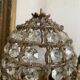 Table lamp in brass, beads and glass pendants