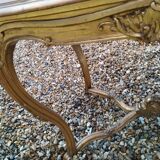 Louis XV style gilded wood coffee table with marble top