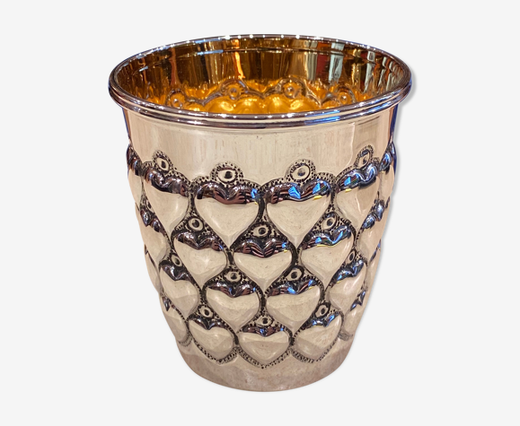 Timbale en argent massif et vermeil