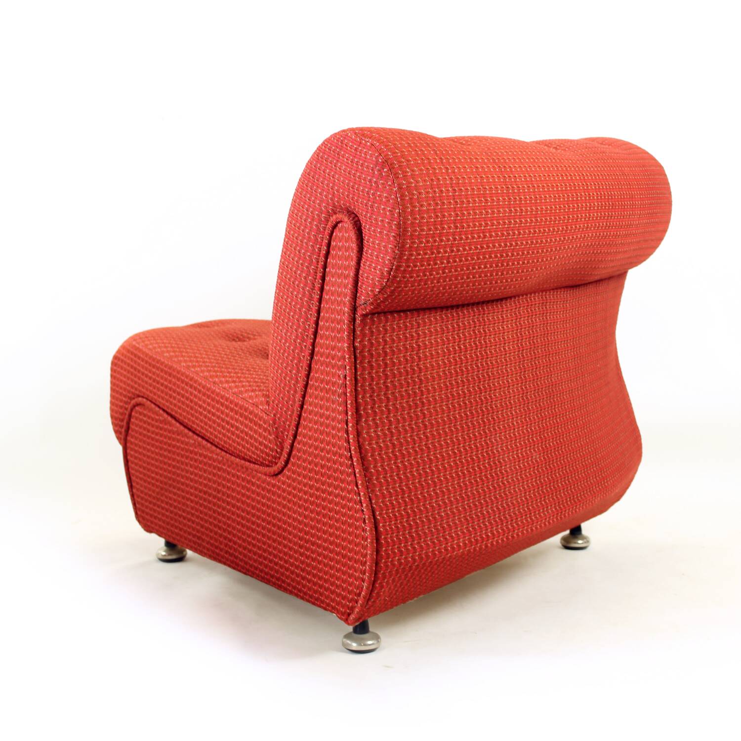 Space Age Modular Curved Sofa In Original Red Fabric, Tatra 1970s