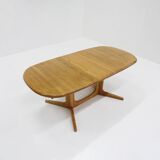Table à manger ovale extensible vintage danoise en bois massif