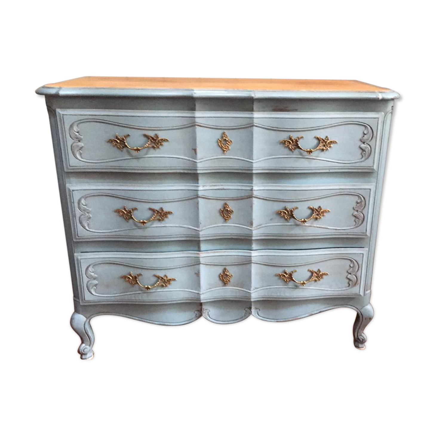 Commode patine bleu vieilli
