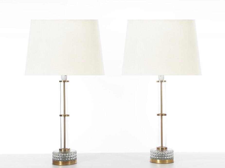 Pair of Scandinavian glass lamps
