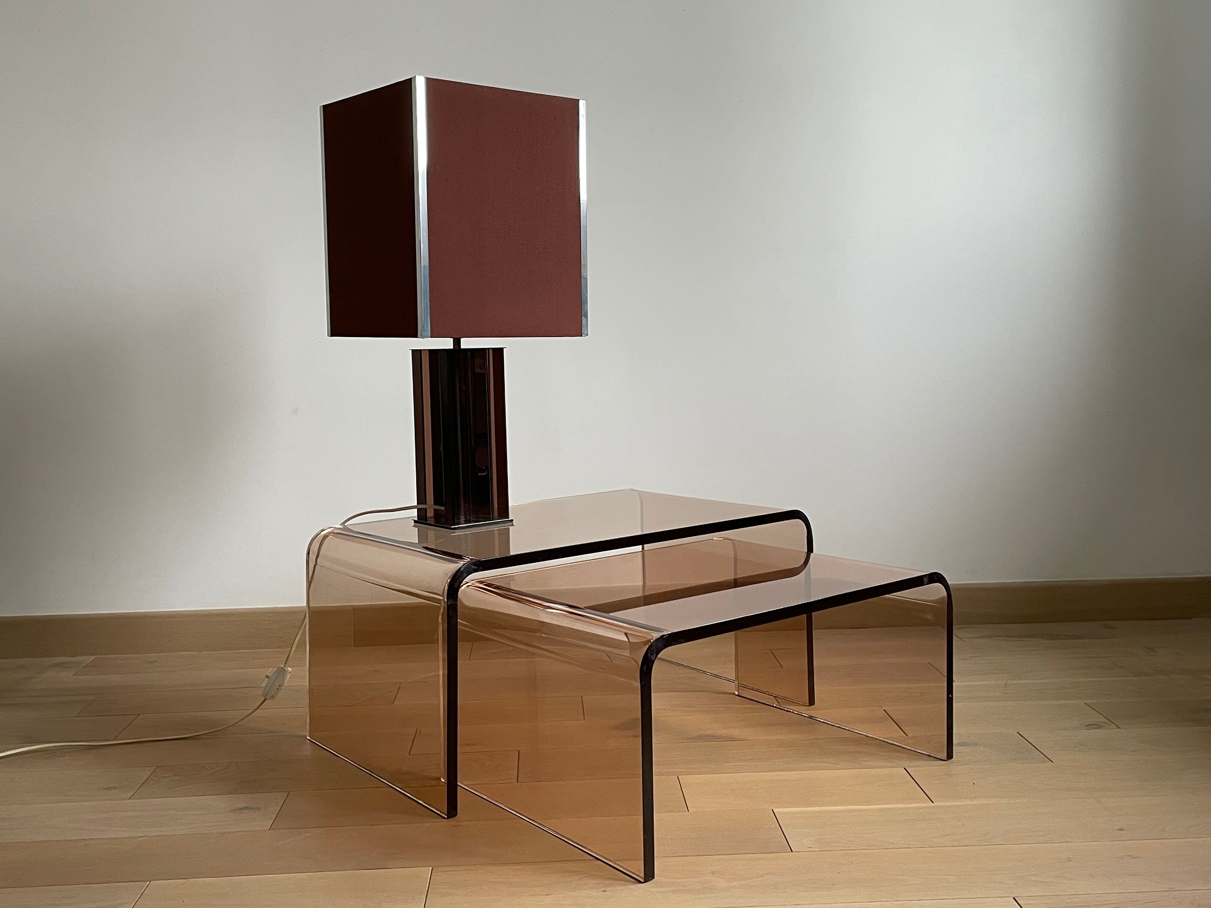 2 altuglas smoked nesting coffee table, 1970s