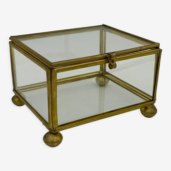 Vintage glass and brass showcase box