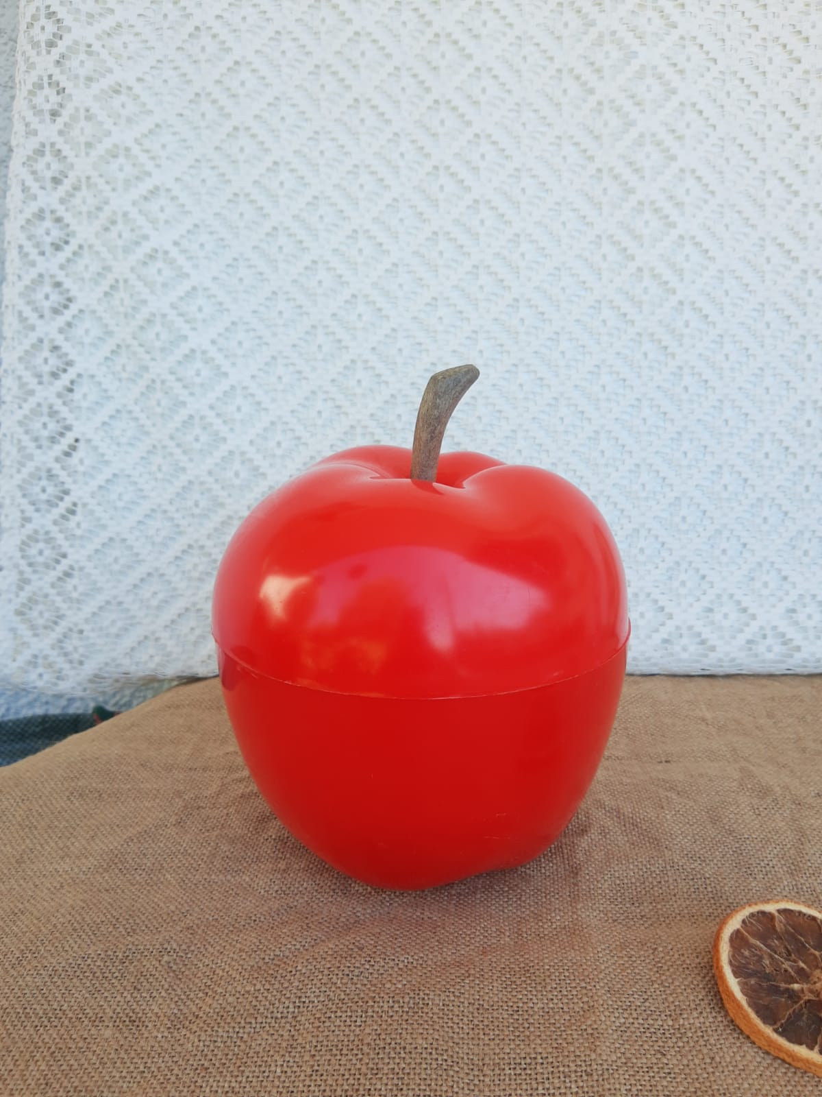 Seau pomme à glacons rouge vintage
