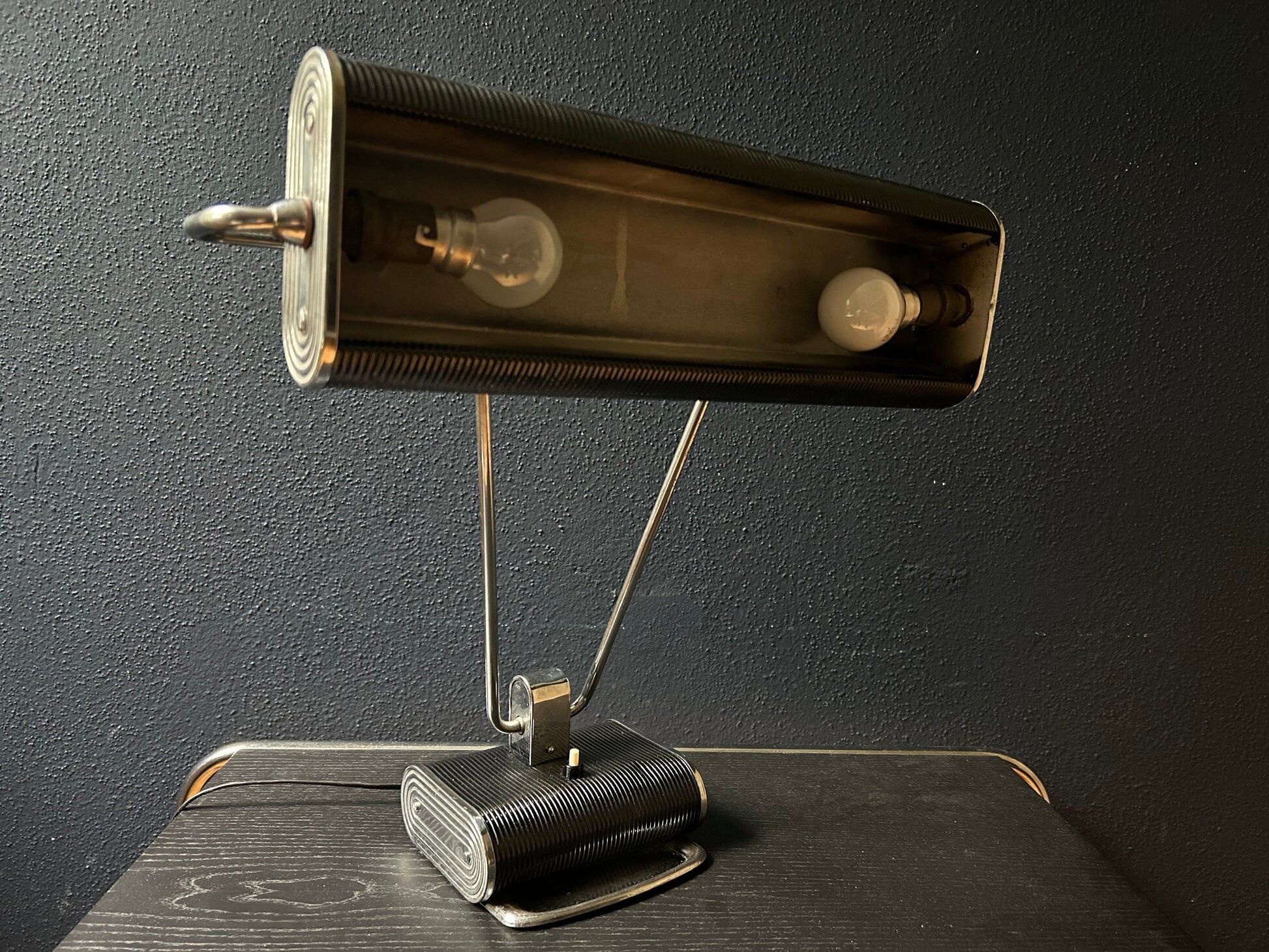Black and chrome desk lamp model 71 by JUMO, France, 1960s.