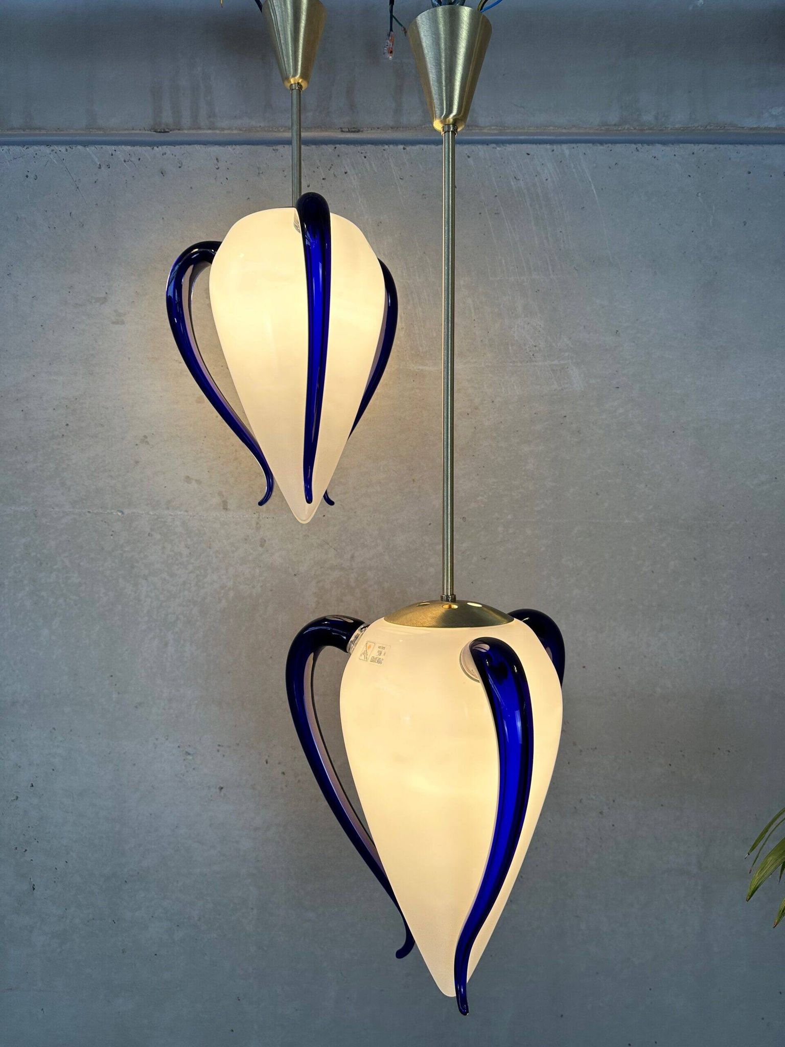 2x vintage 'Venexiana' pendant lamp – Barovier & Toso – Murano