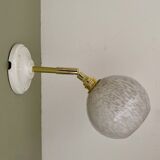 Vintage globe wall lamp in white Clichy glass