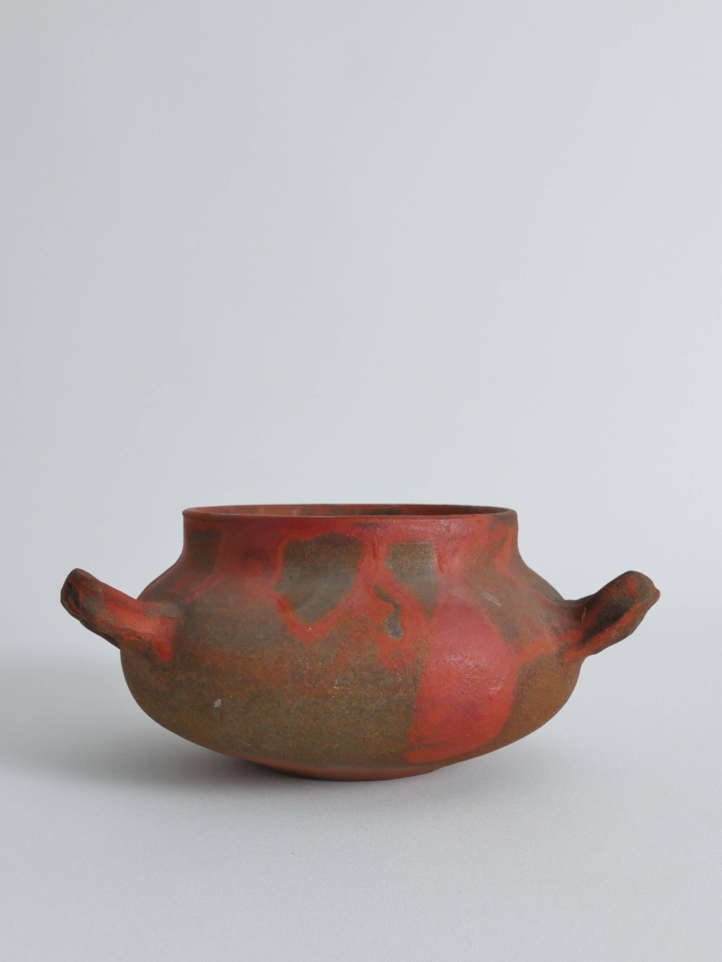 Studio Pottery Three-Handled Earthenware Ceramic Vessel