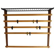 Rare coat rack by Carl Auböck with hat rack, cabinet, brass, walnut and beech, 1950s.