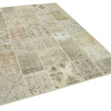 Handmade Anatolian Overdyed 173 cm x 240 cm Beige Patchwork Carpet
