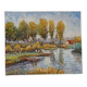 Old bucolic painting – Fishermen and poplars by the water