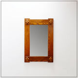 Brutalist wall mirror with a solid wood frame - 1960s
