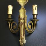 Louis XVI style bronze wall lamp with 2 lights
