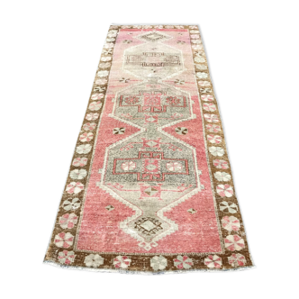 Handmade Distressed Oushak Runner Rug