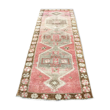 Handmade Distressed Oushak Runner Rug