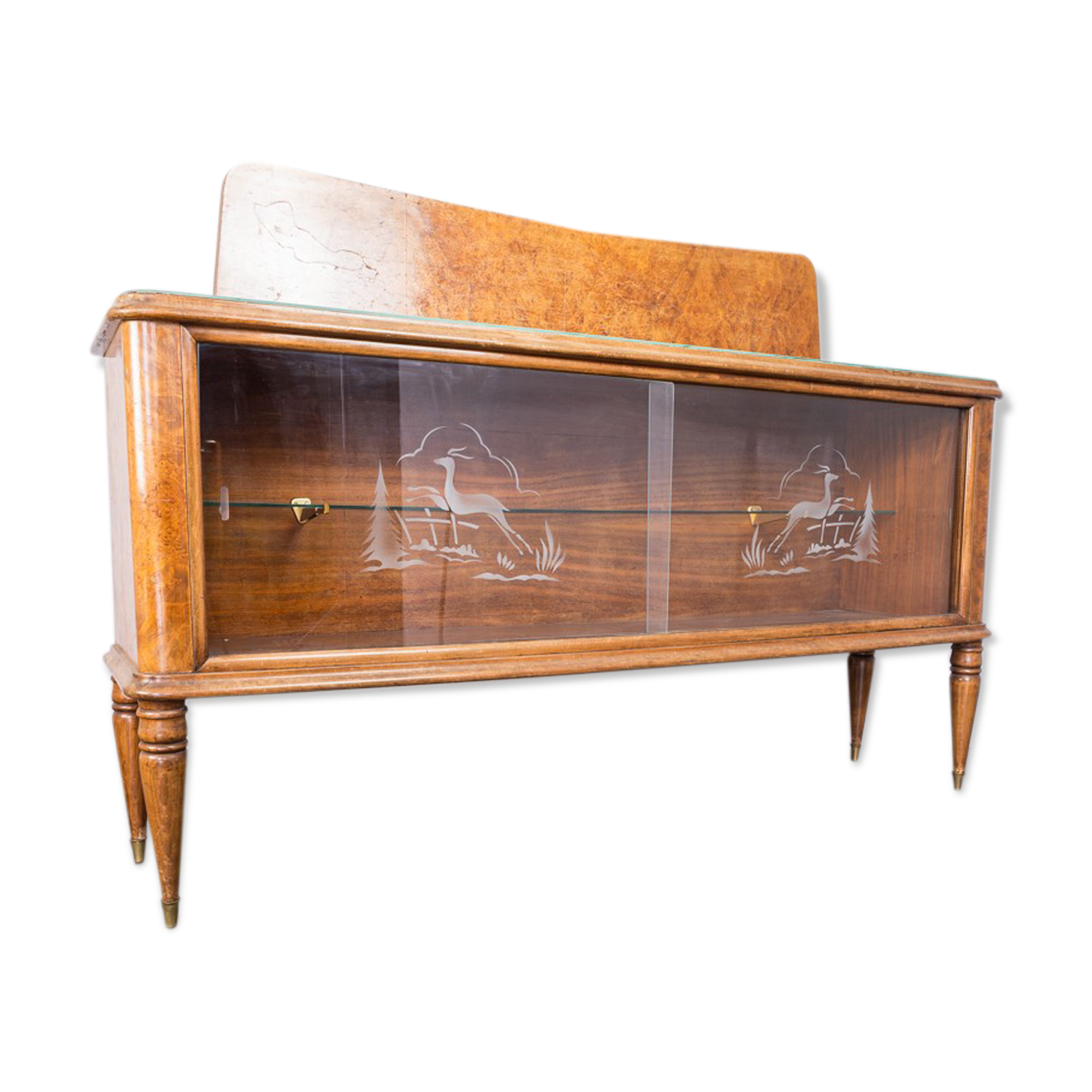 Heath wood buffet and 1950s vintage glass modern antiques