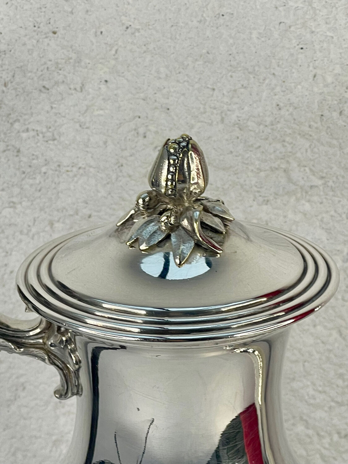 Christofle Silver-Plated Metal Coffee Pot with Blackened Wood Handle