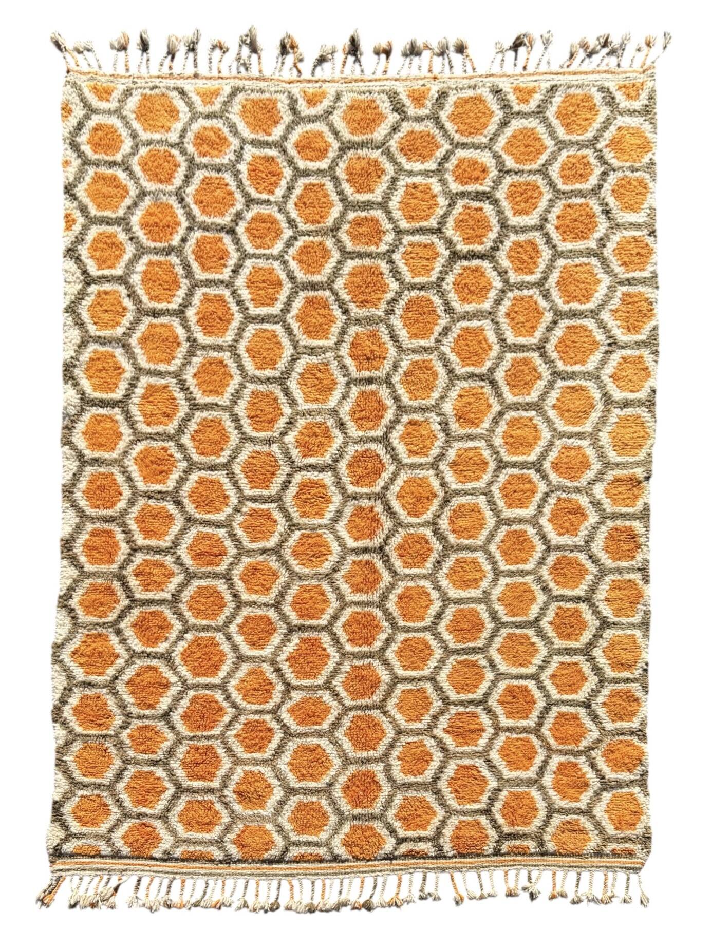 Moroccan Berber rug in orange wool