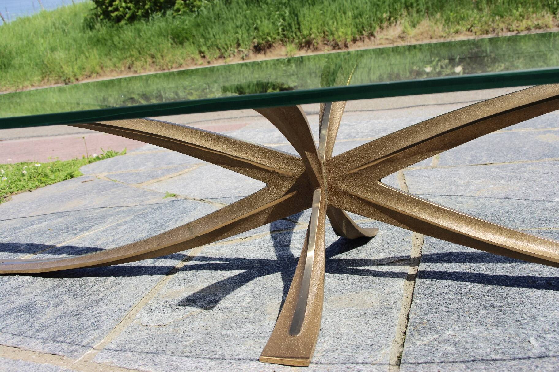 Rare oval coffee table by Michel Mangematin