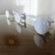 White lacquered metal wall coat rack with 3 hooks, 1980
