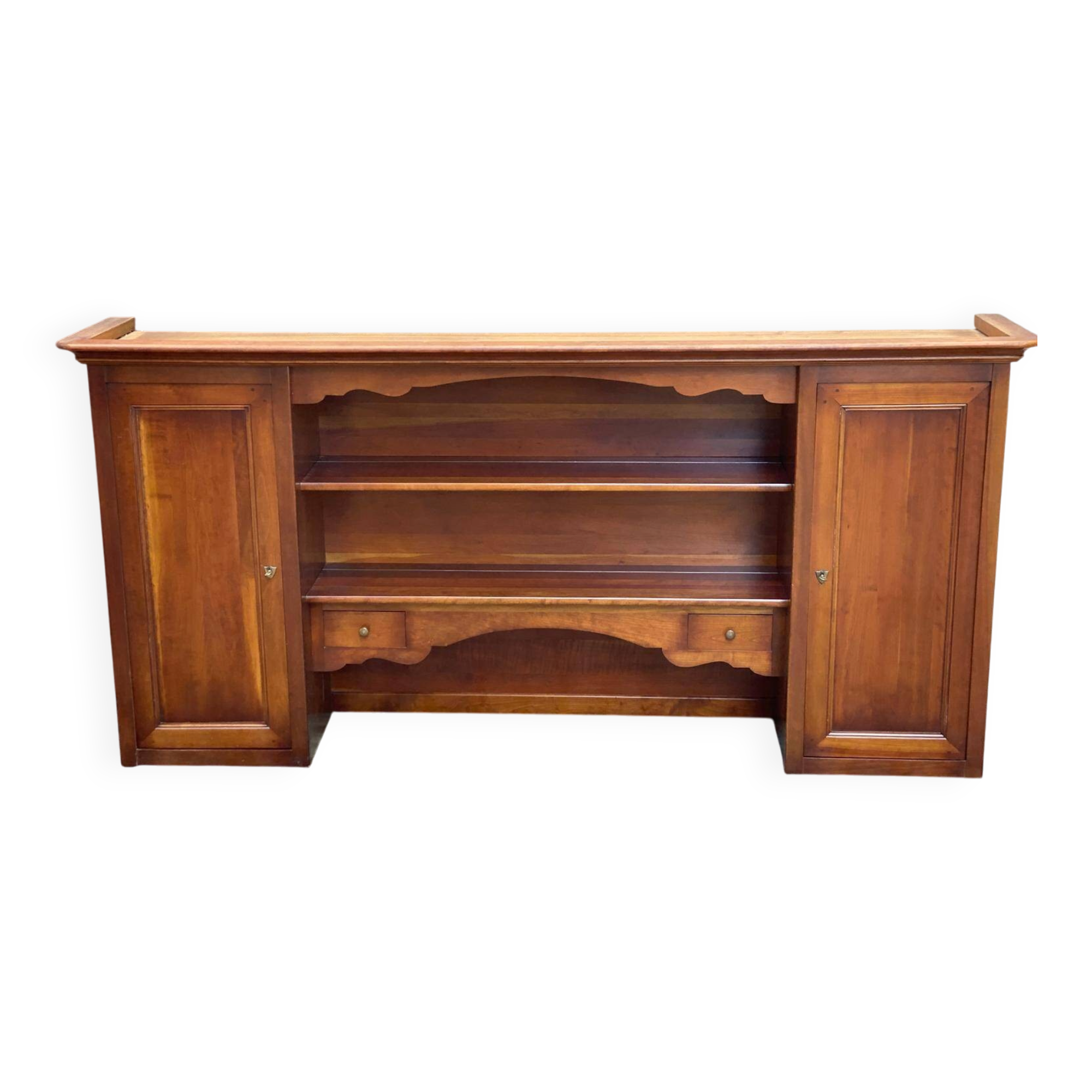 Large bar counter furniture 233 cm buffet in solid cherry wood 1970