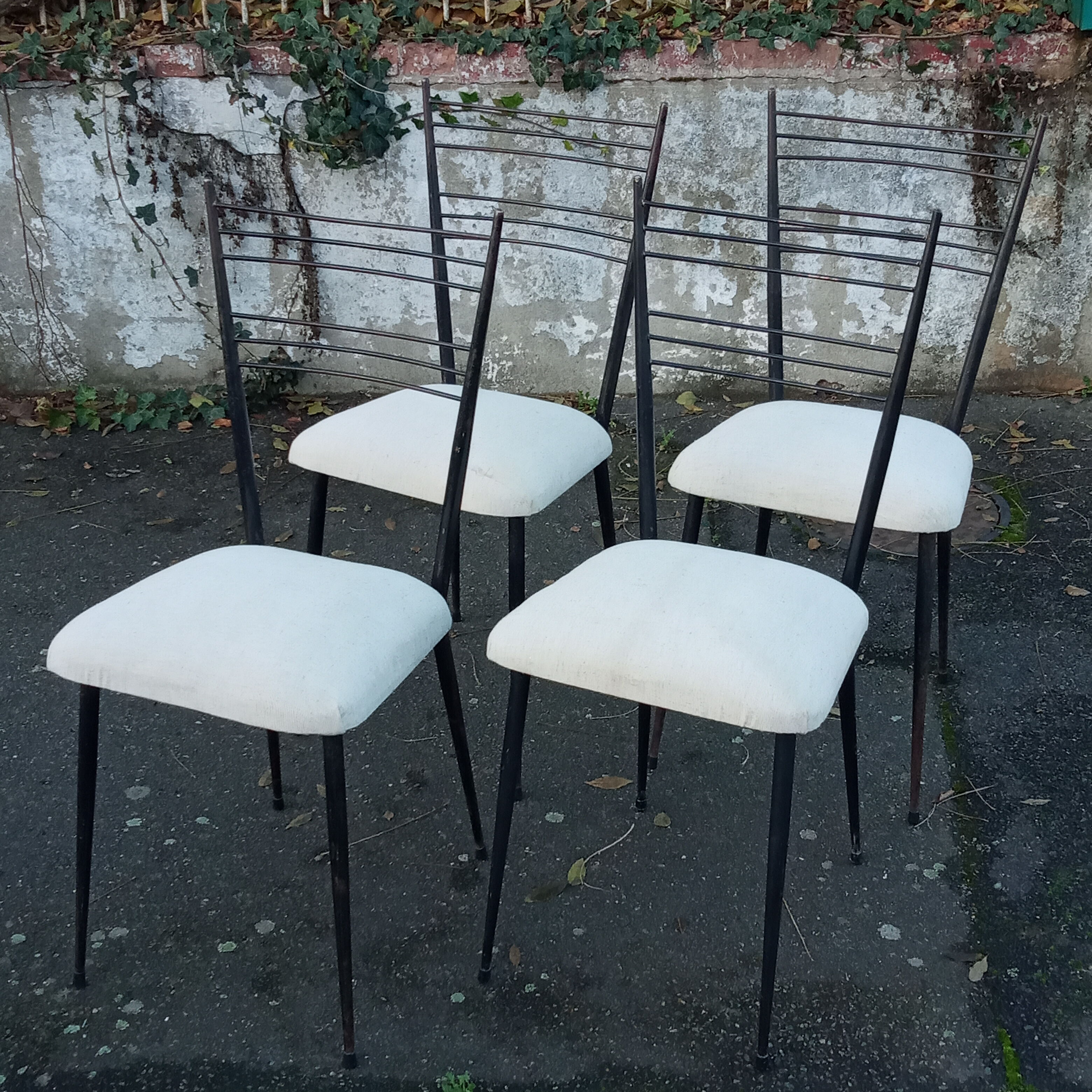 Four chairs by Colette Gueden reupholstered from the 1950s/60s.