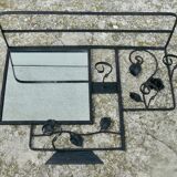 Art Deco wrought iron coat rack and mirror