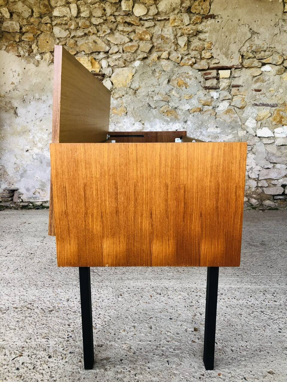 Teak storage unit with metal legs Circa 70's