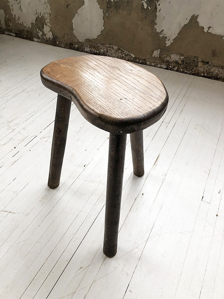 Handcrafted oak bean-shaped stool