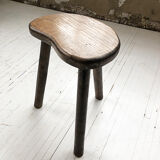 Handcrafted oak bean-shaped stool