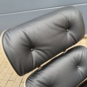 Vitra Eames Lounge chair XL + Ottoman, Zwart leder & Santos Palissander