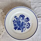 Assiette à dessert ancienne faïence Badonviller – Décor fleurs bleues