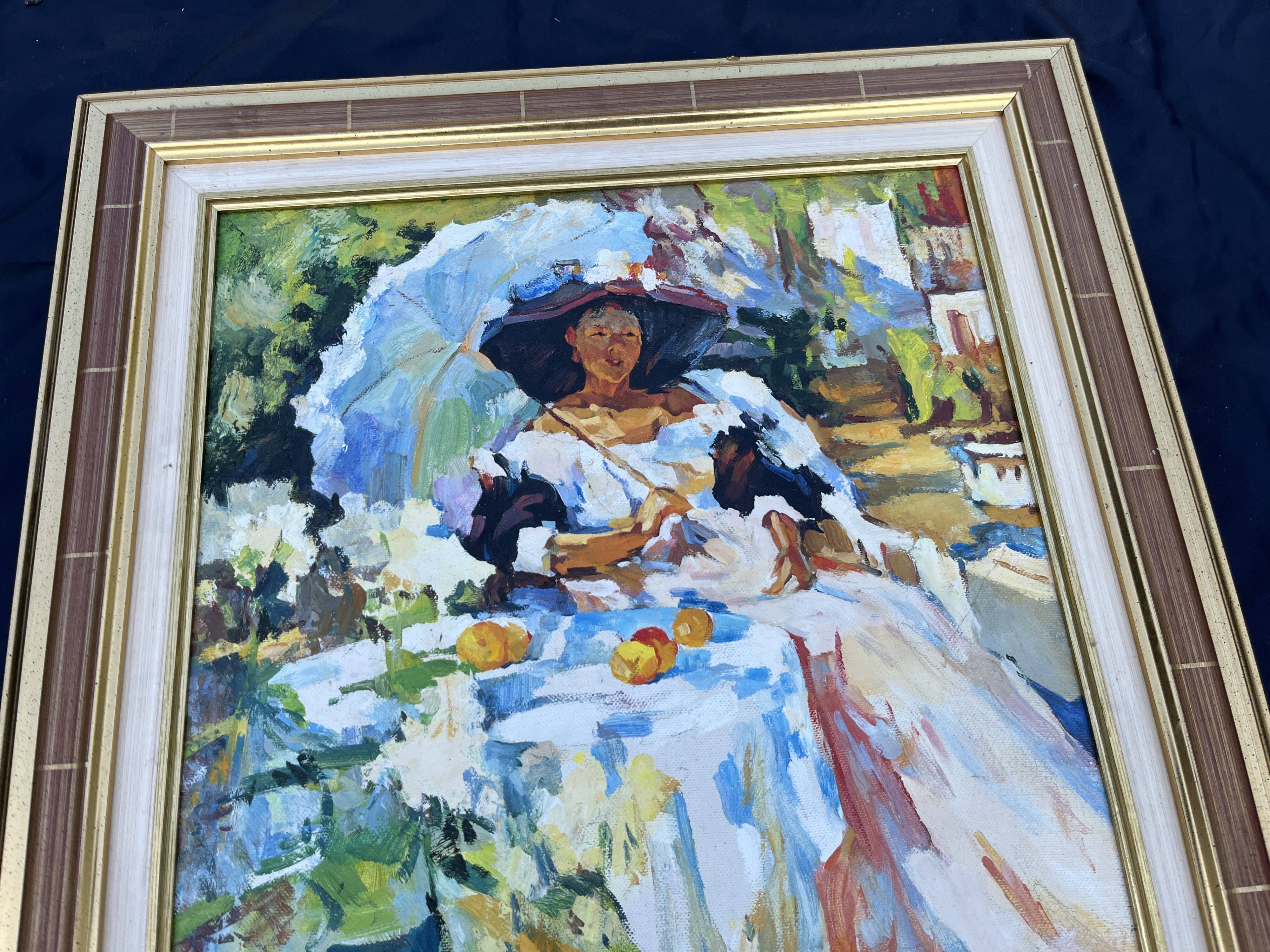 Russian painting by Andrei Dargan – woman in the garden – oil on canvas