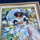 Russian painting by Andrei Dargan – woman in the garden – oil on canvas