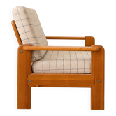 Fauteuil moderniste en pin années 1970